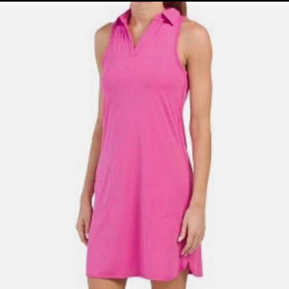 Gottex Women's Fuchsia Pink Sleeveless Polo Golf Tennis Athletic Dress Sz M